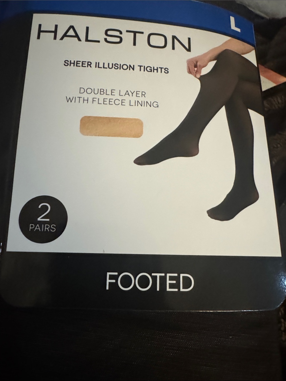 Halston Heritage Footed Sheer Illusion Tights - Black (2 Pairs)